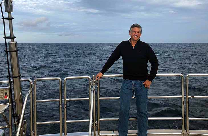 Steve Berson enjoying the view from the aft deck of SEAHAWK