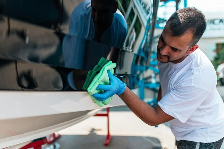 Detailing a Yacht Exterior During Commissioning