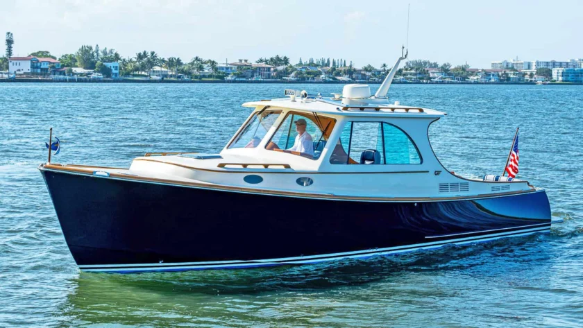 2018 Hinckley Picnic Boat 37 MKIII on a mooring.