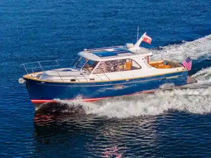 2026 Duchy 35 cruising through the ocean.