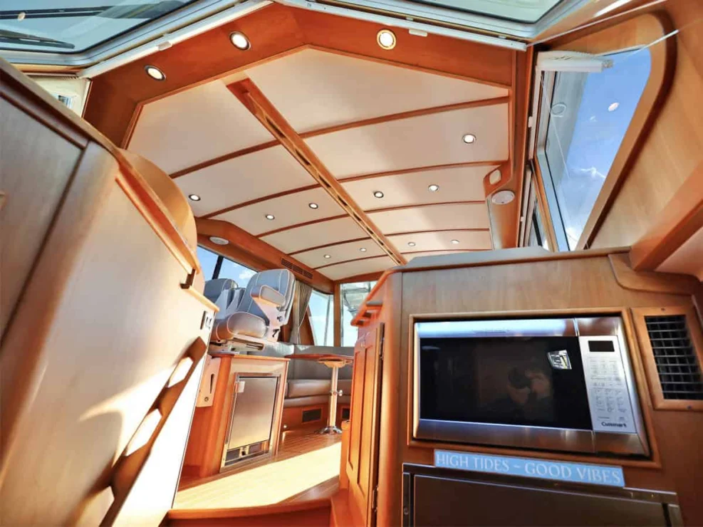 2018 Sabre 48 Flybridge Defy Gravity, salon overhead from galley.