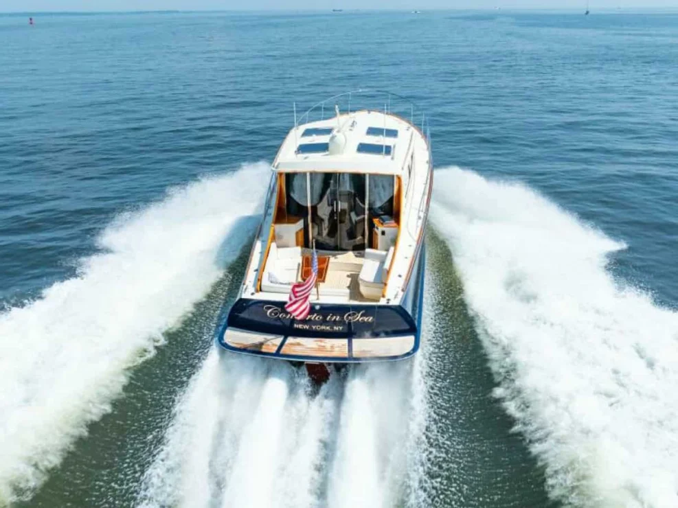 2012 Hinckley Talaria 48 "Concerto In Sea" transom view.