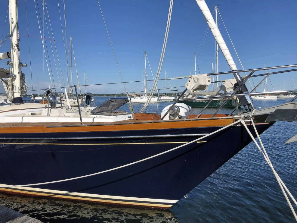 Little Harbor 53 view of starboard bow.