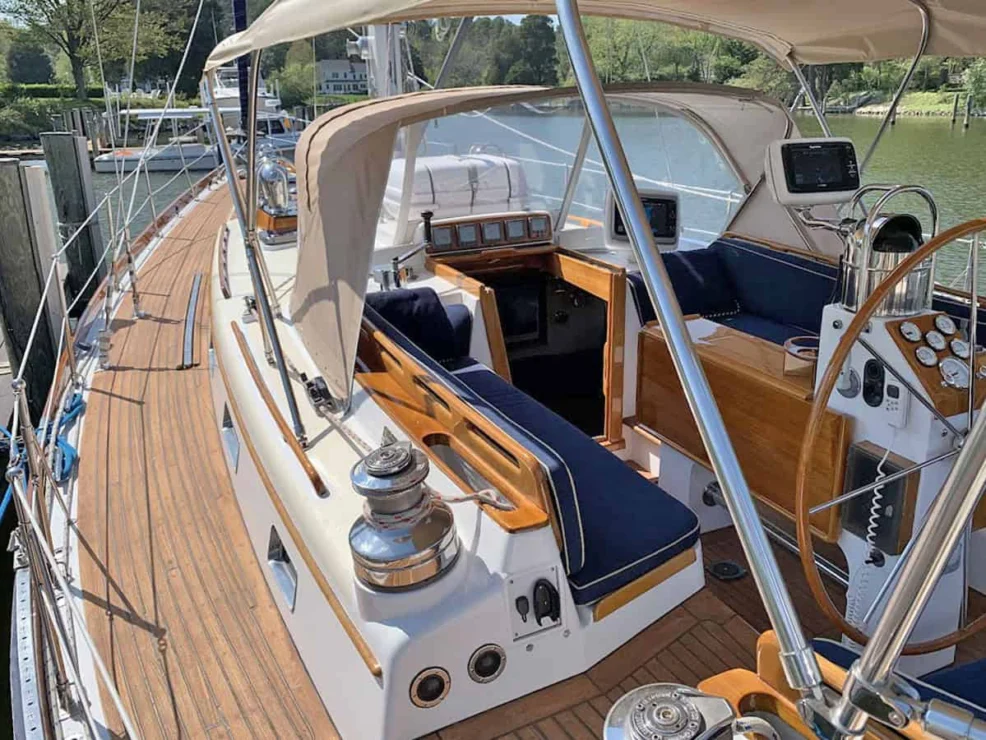 1987 Little Harbor 53 cockpit side entrance.