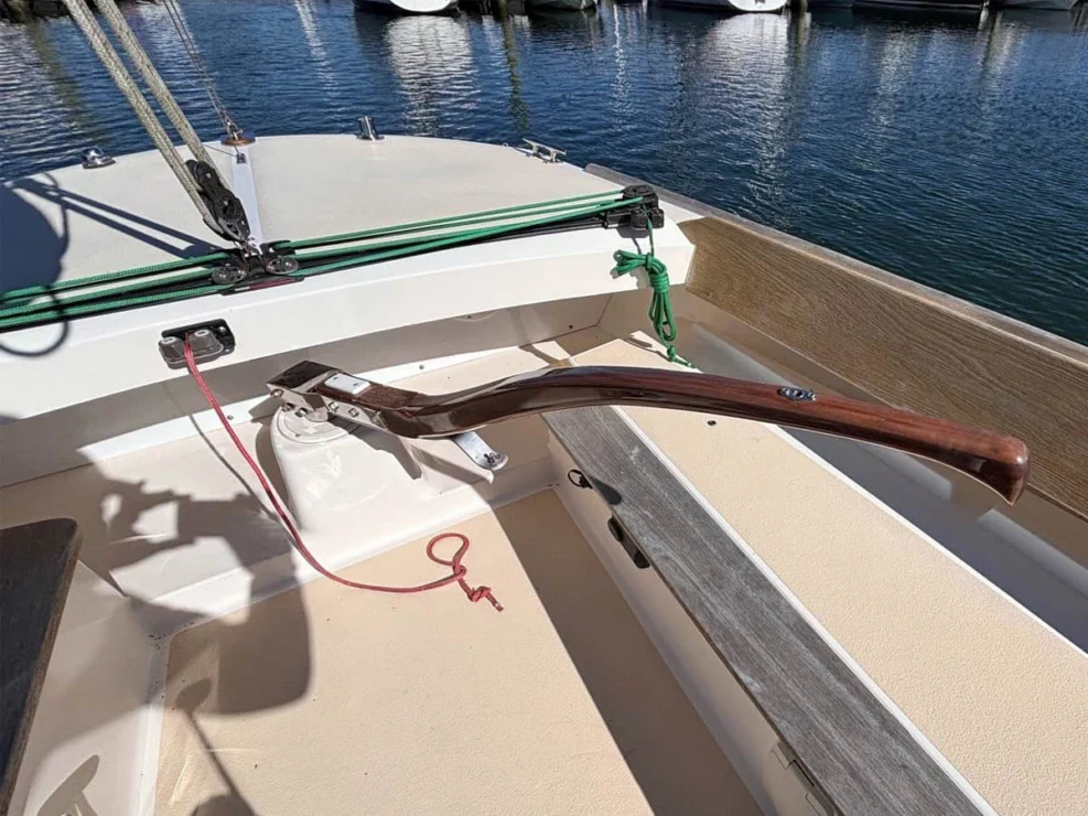 2016 Alerion Express 28, "Mavis", rudder detail.