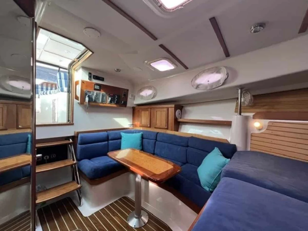 2008 Back Cove 33 "Better Together" cabin looking out companionway.