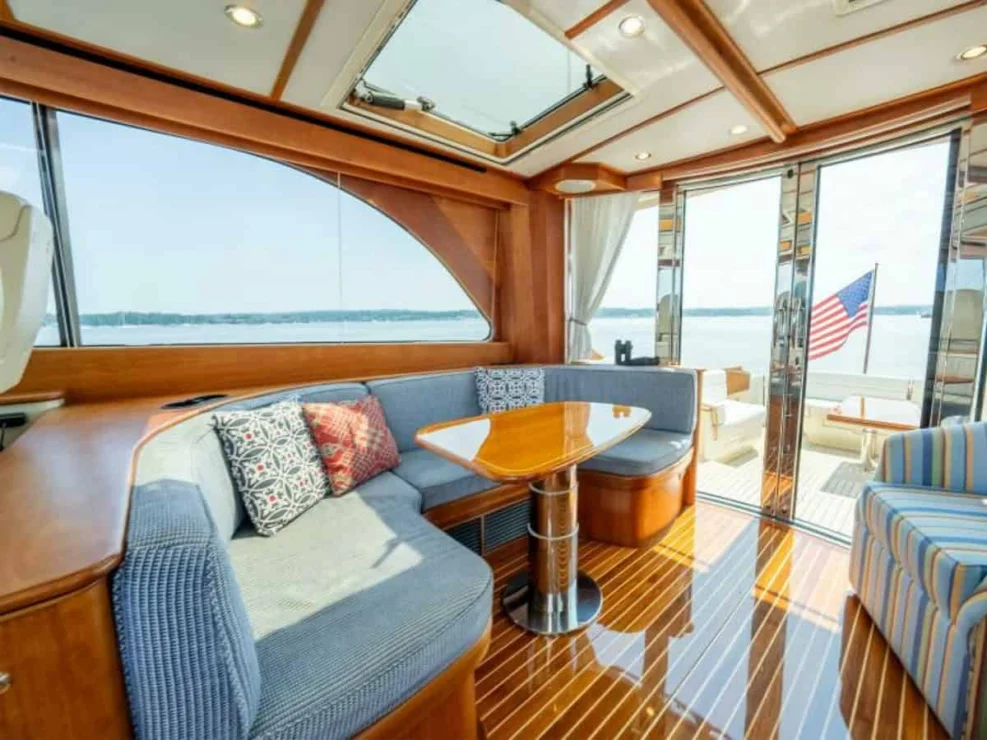 2012 Hinckley Talaria 48 "Concerto In Sea" salon table.