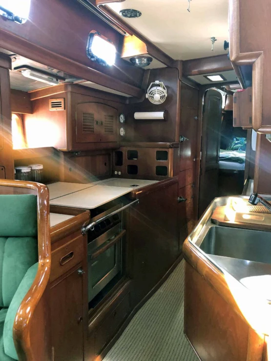 Little Harbor 53 image of galley looking aft from salon.