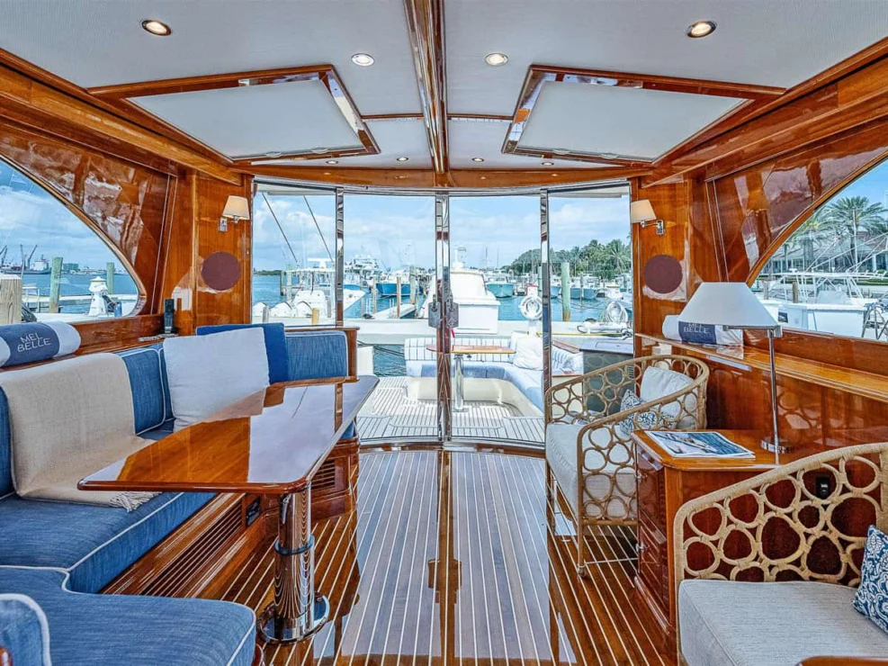 Wellington Yacht Partners – 2018 Hinckley Talaria 55 MKII for sale – Pilothouse salon looking aft.