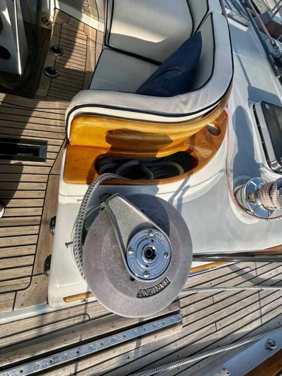 Little Harbor 60 Moonracer rope storage.