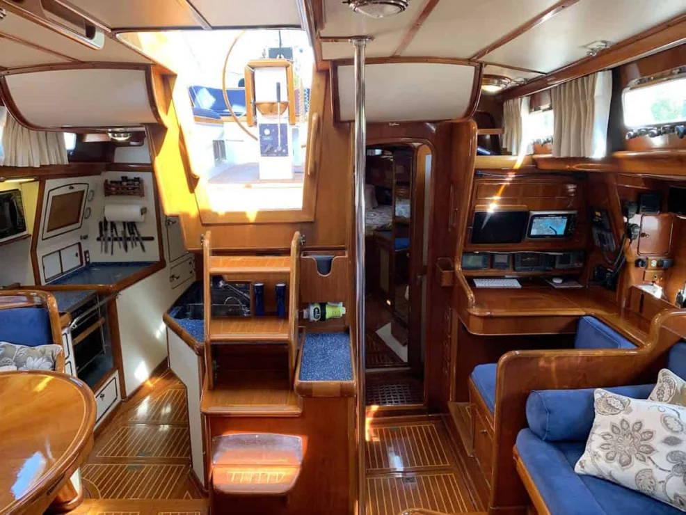 1987 Little Harbor 53 salon looking aft.