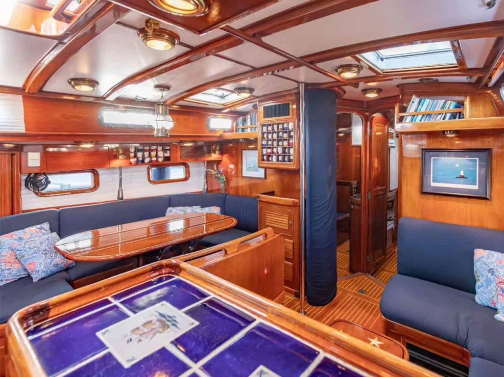 Little Harbor 60 Moonracer main salon looking from the galley.