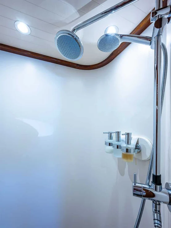 Wellington Yacht Partners – 2018 Hinckley Talaria 55 MKII for sale – Forward shower detail.