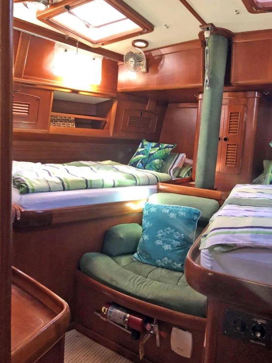Little Harbor 53 image of primary stateroom with two berths.