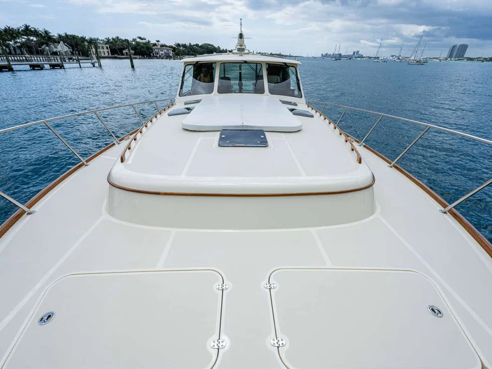Wellington Yacht Partners – 2018 Hinckley Talaria 55 MKII for sale – Foredeck looking aft and sunpad.