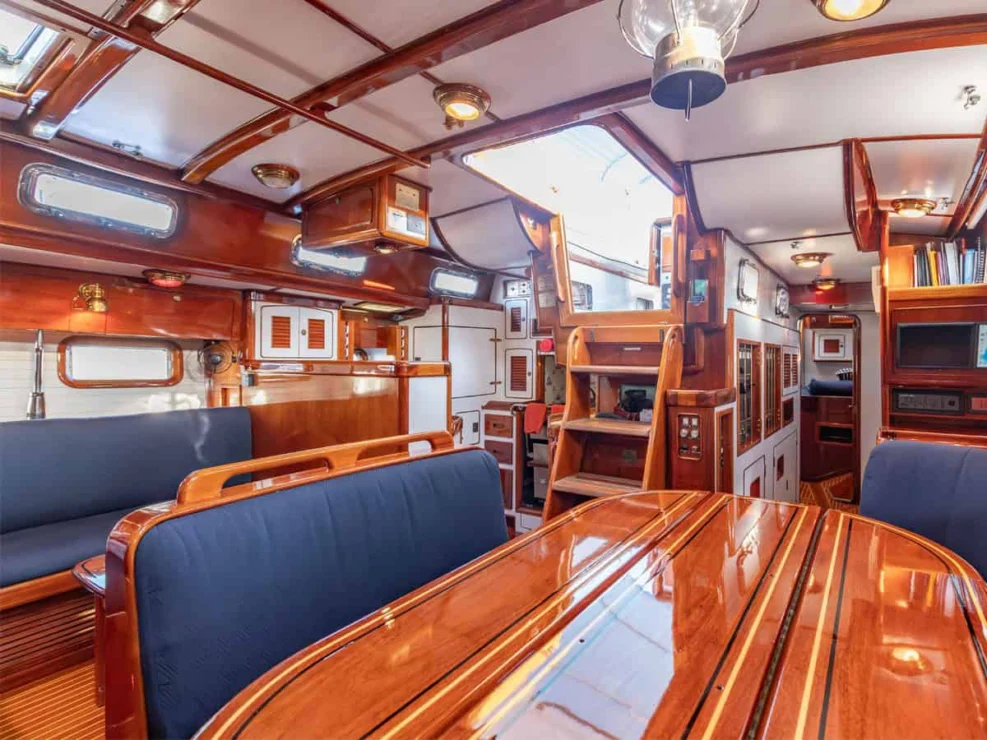 Little Harbor 60 Moonracer main salon looking aft.