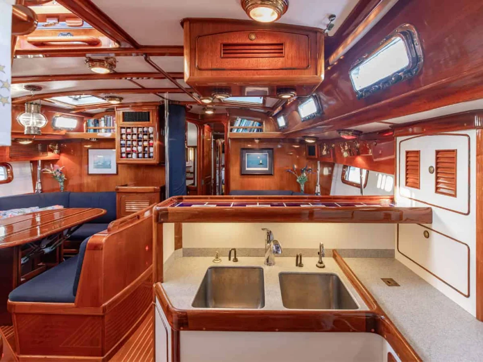 Little Harbor 60 Moonracer galley looking forward.