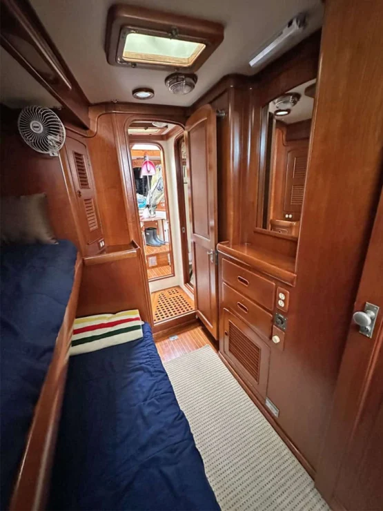 Little Harbor 53 view of guest cabin forward to forepeak.