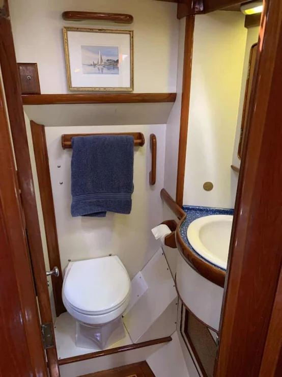 1987 Little Harbor 53 forward head and shower.