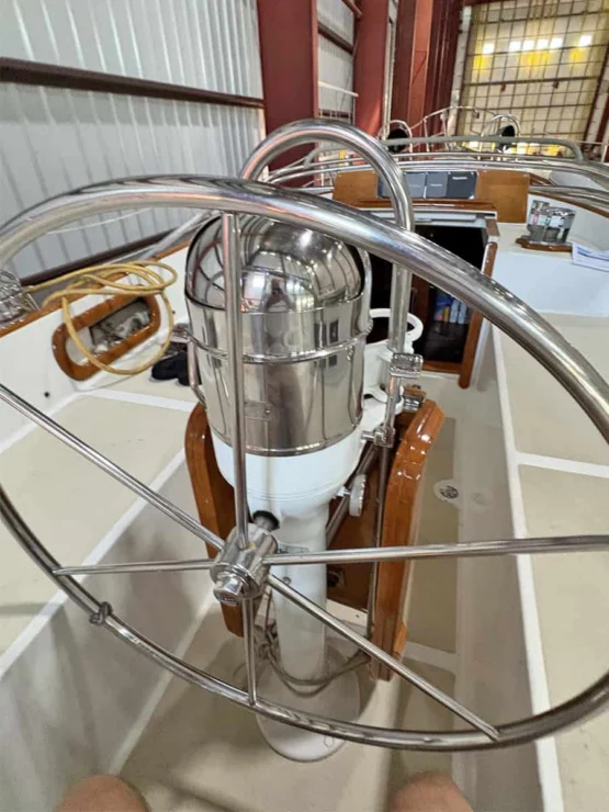 Bristol 47.7, North Star, helm detail.