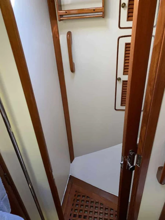 1987 Little Harbor 53 forward shower.