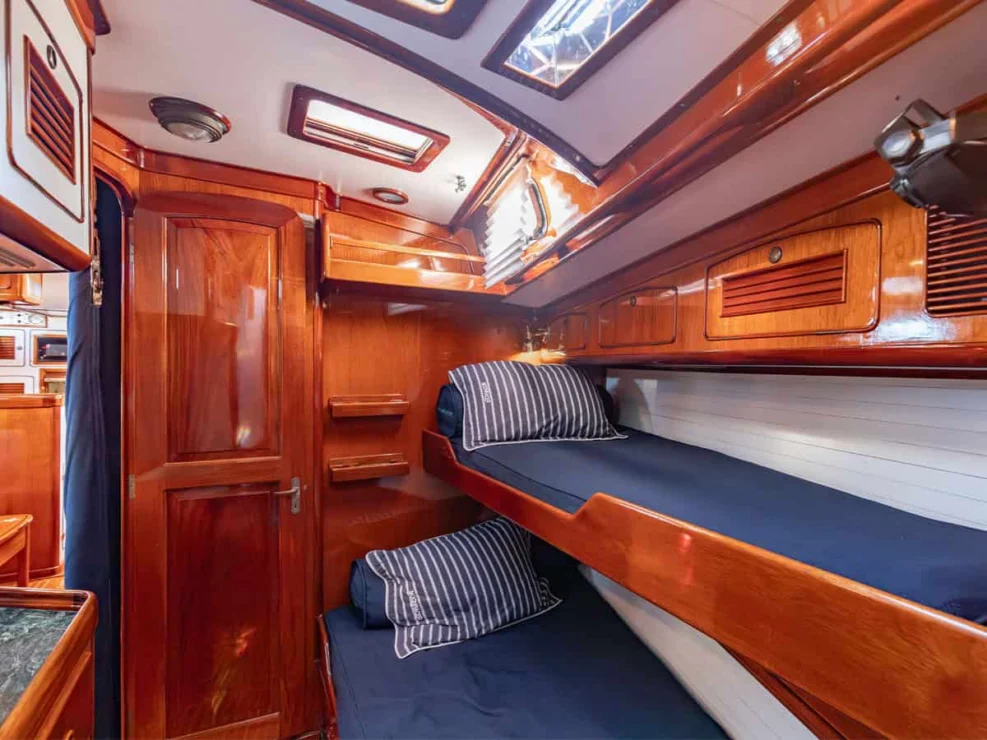 Little Harbor 60 Moonracer port guest cabin looking aft.