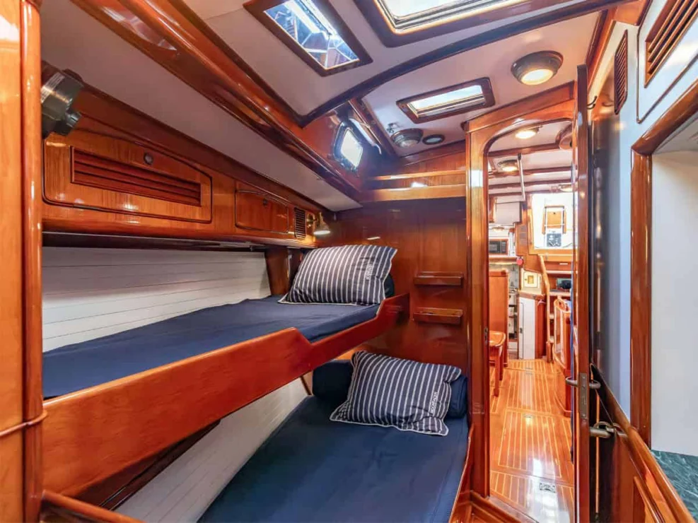 Little Harbor 60 Moonracer starboard guest cabin looking aft.