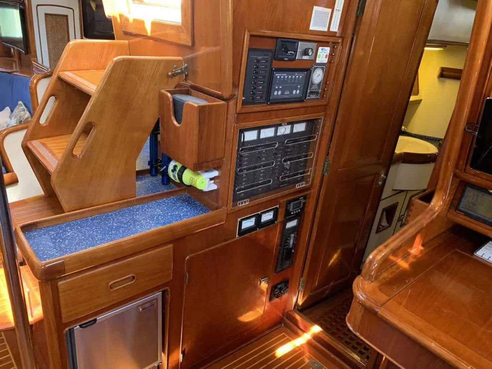 1987 Little Harbor 53 navigation station inboard.