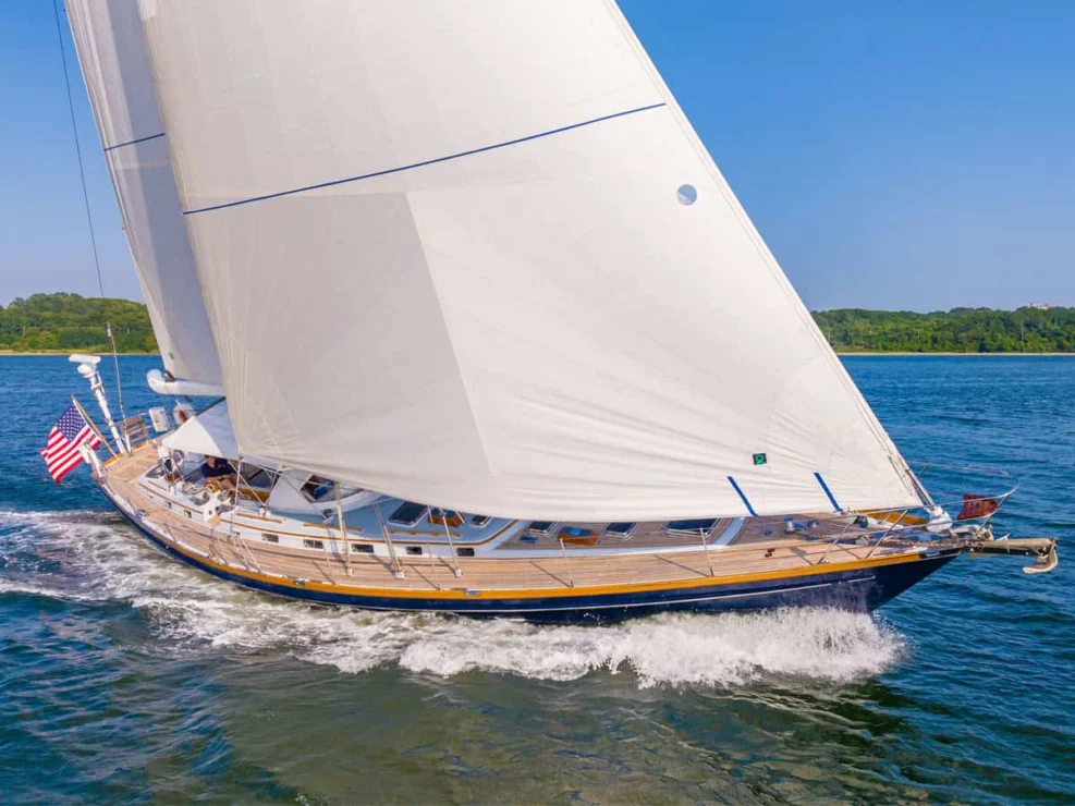Little Harbor 60 Moonracer leeward bow upwind.