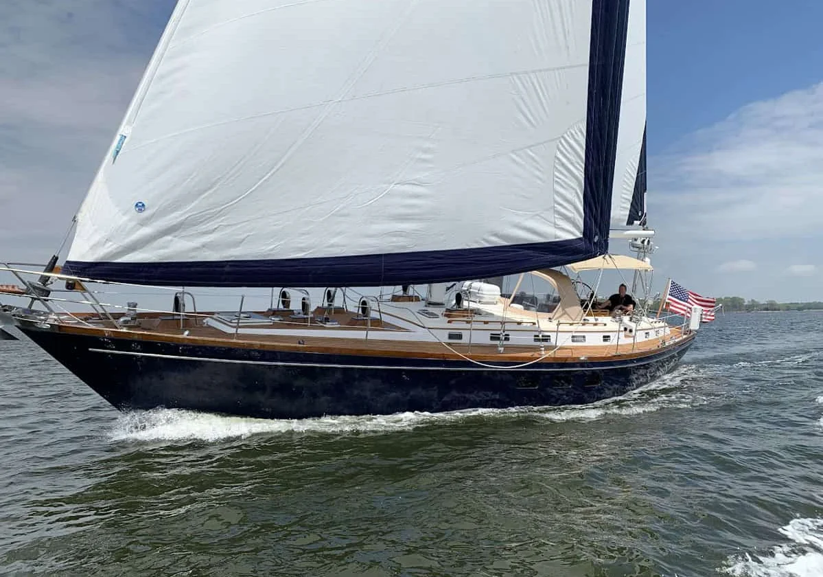 1987 Little Harbor 53 bow view.