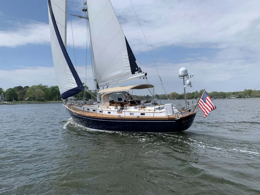 1987 Little Harbor 53 quarter view.