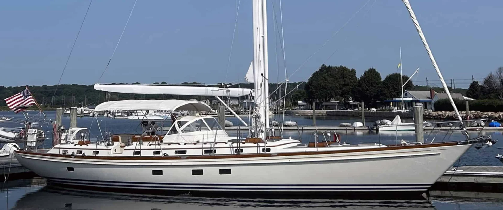 1994 Little Harbor 60 for sale - starboard profile view on the water