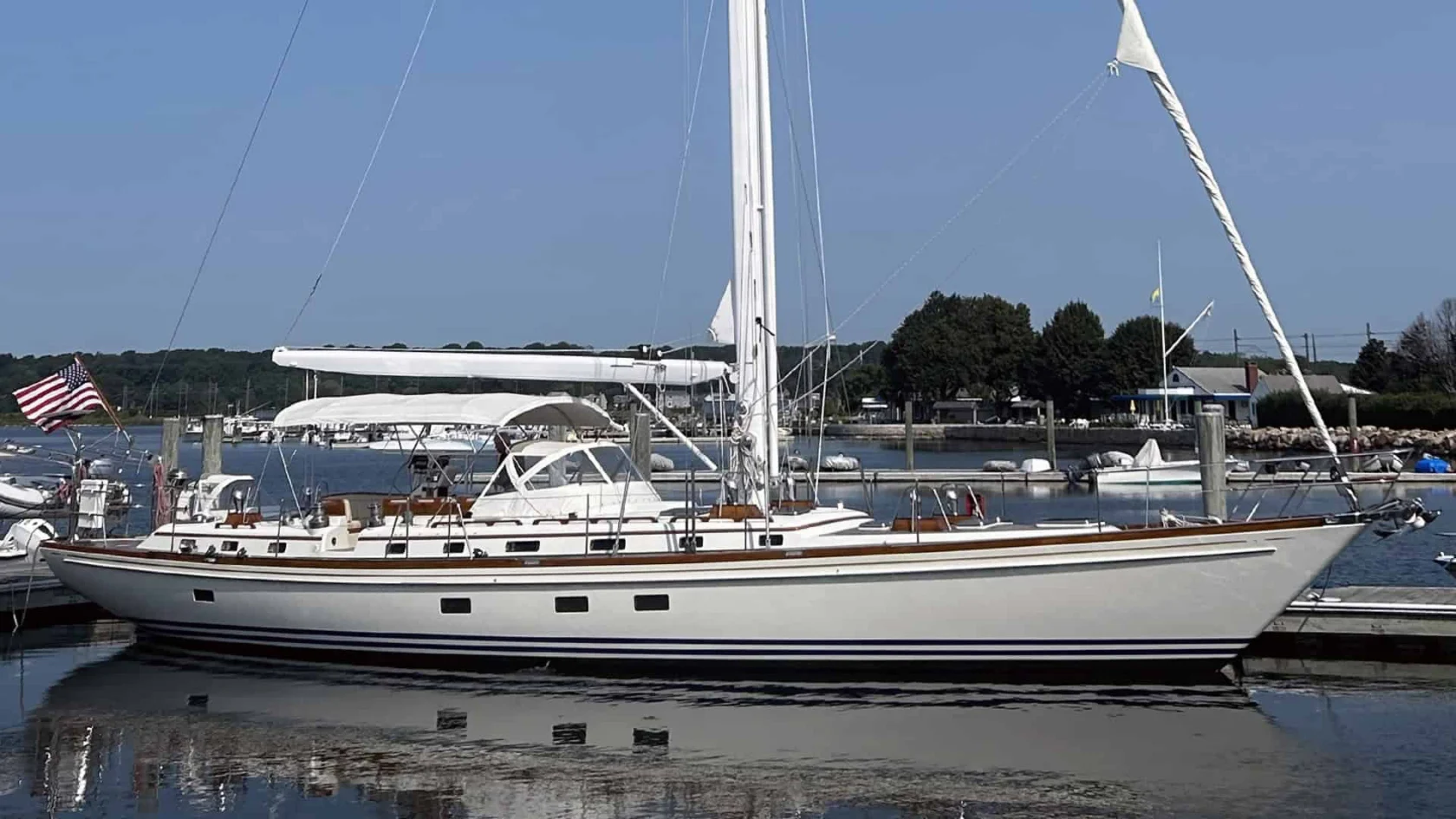 1994 Little Harbor 60 for sale with view of starboard profile on the water.