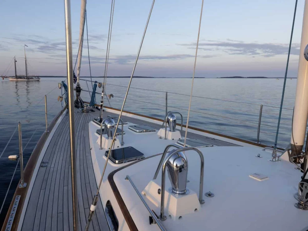 2001 Lyman Morse 63 for sale, view of foredeck.