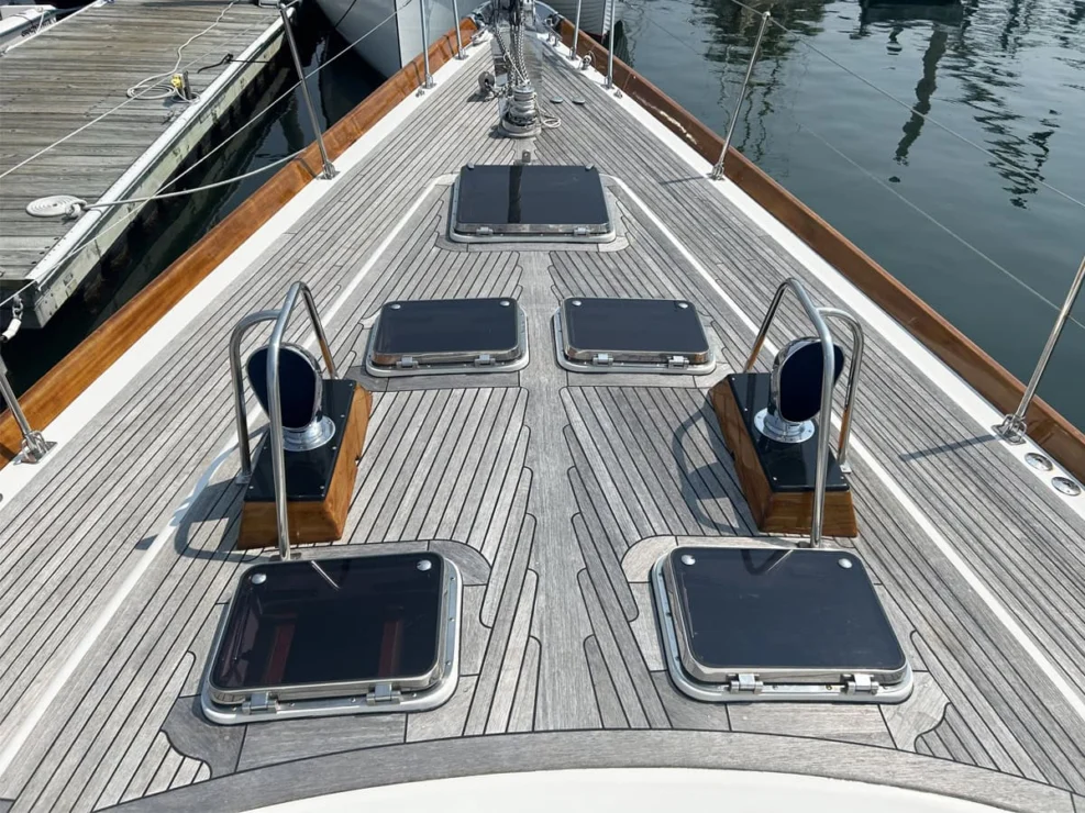 1994 Little Harbor 60 for sale - view of foredeck looking forward.