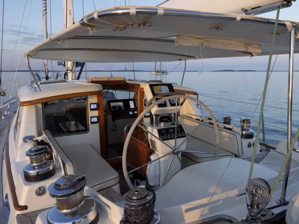 2001 Lyman Morse 63 for sale, view of cockpit.