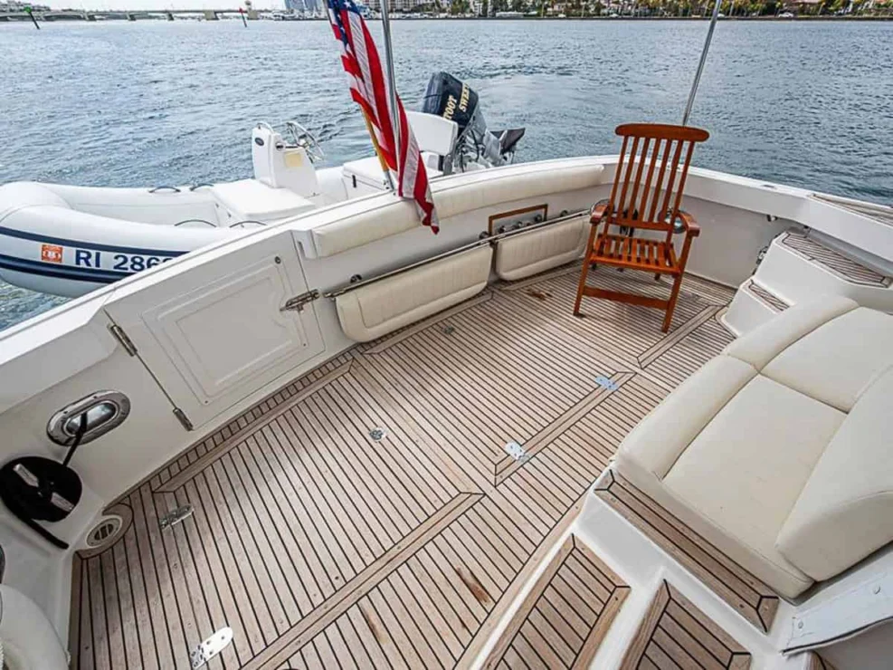 2001 Grand Banks Eastbay 46 Sweet teak cockpit to port with convertible seating.