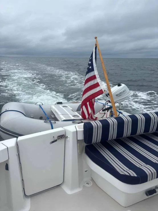 2010 Back Cove 33, view of aft cockpit underway.