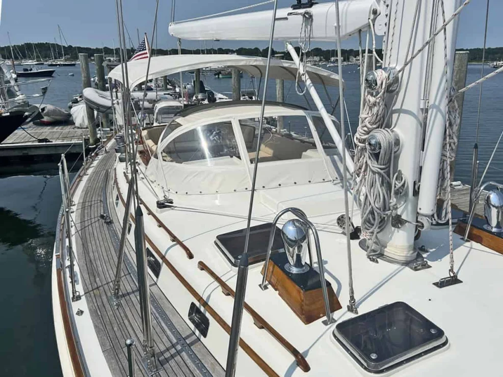 1994 Little Harbor 60 for sale - view of dodger and bimini.
