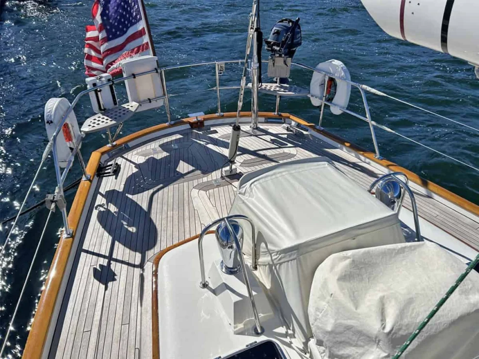 Lyman Morse 63 for sale, aft deck.