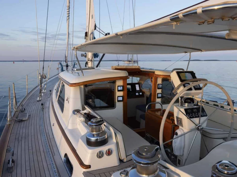 2001 Lyman Morse 63 for sale, view of side deck.