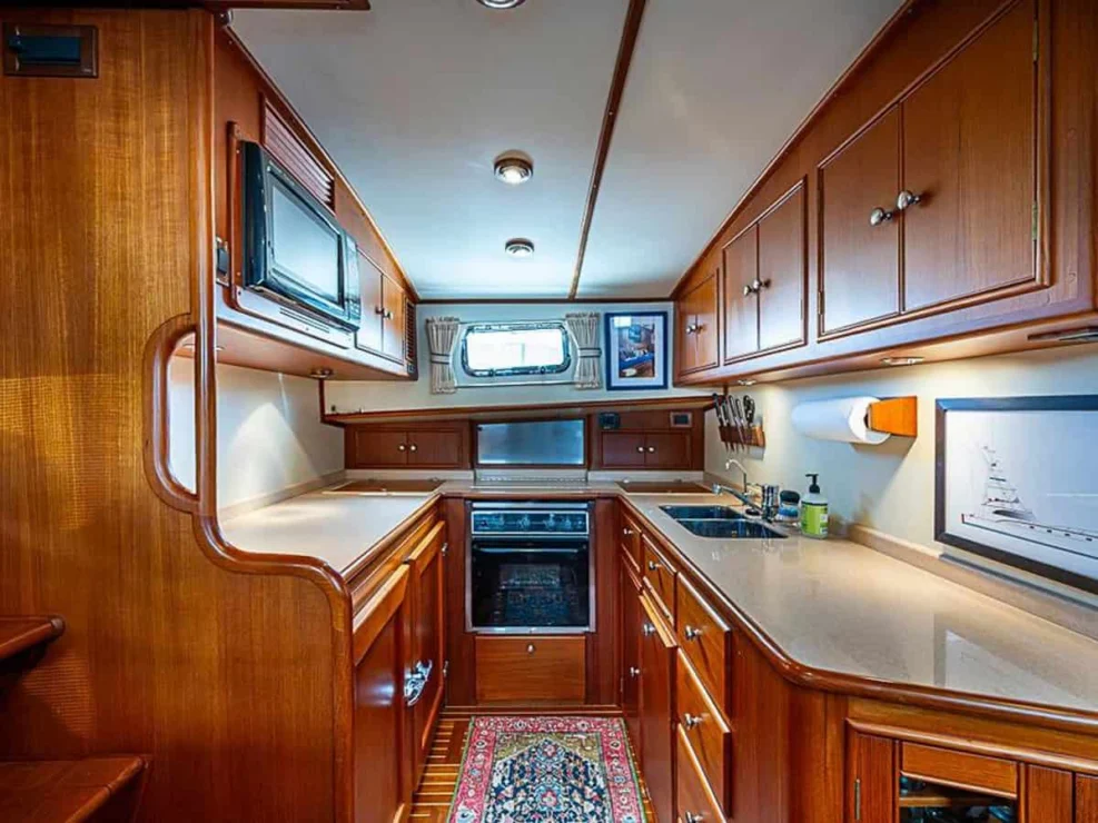 2001 Grand Banks Eastbay 46 Sweet galley with appliances and abundant storage.