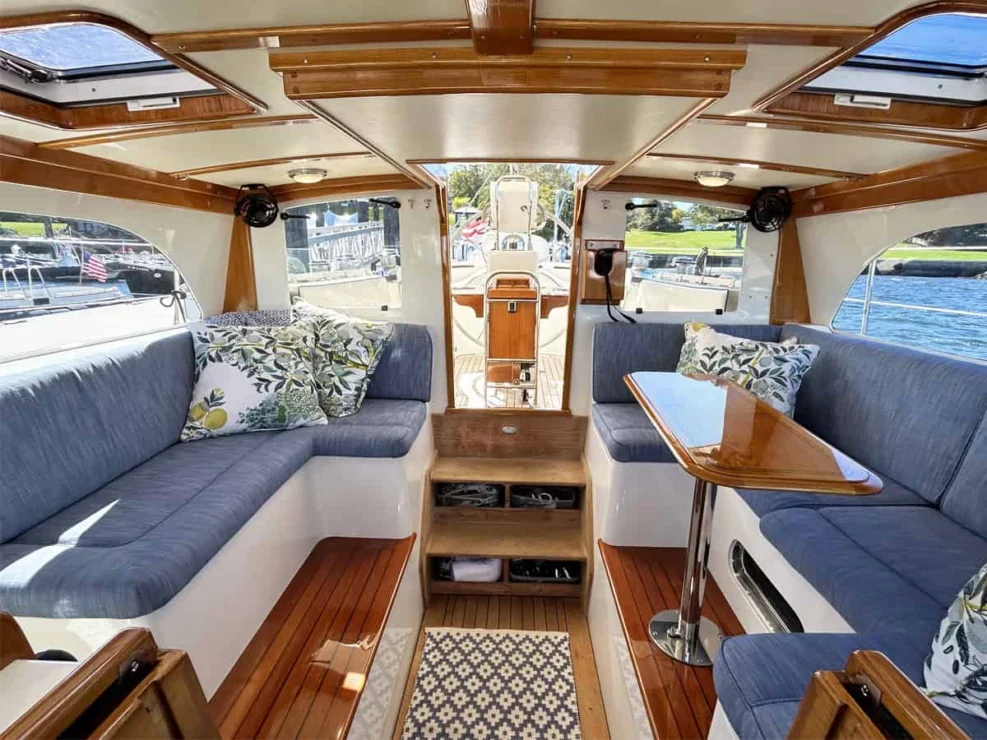Lyman Morse 63 for sale, pilothouse looking aft.