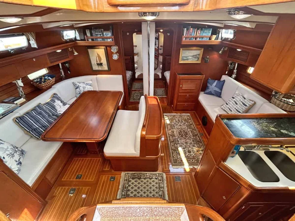 1994 Little Harbor 60 for sale - main salon from companionway.