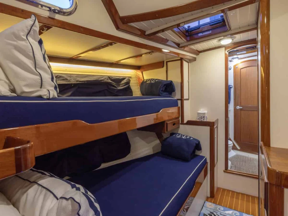 2001 Lyman Morse 63 for sale, guest berth port side looking forward.