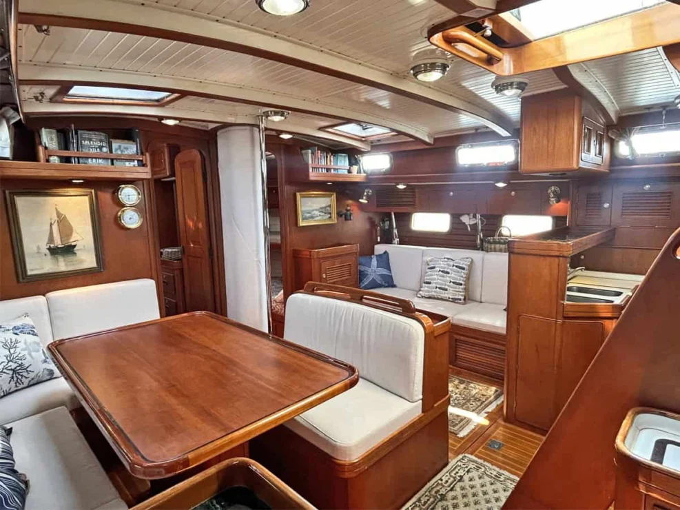 1994 Little Harbor 60 for sale - main salon looking forward.