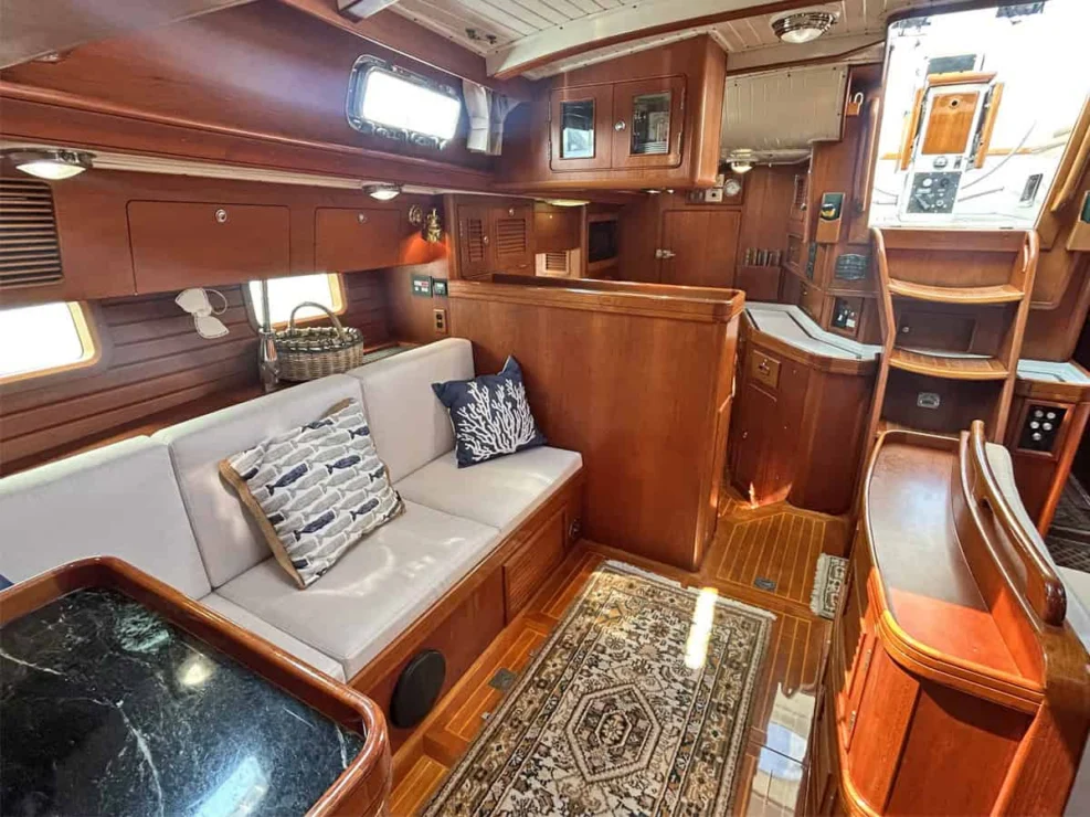 1994 Little Harbor 60 for sale - Main salon starboard side looking aft.