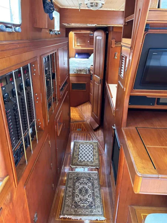 1994 Little Harbor 60 for sale - view of passageway leading aft to owner's stateroom.