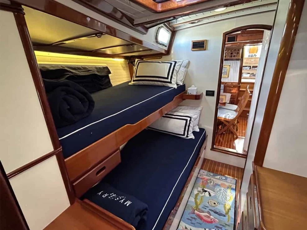 Lyman Morse 63 for sale, starboard guest head aft.