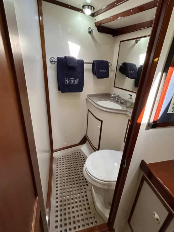 Lyman Morse 63 for sale, starboard guest head.